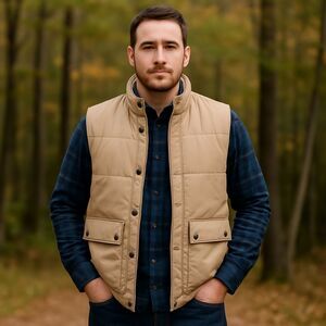 Cool Choice Mens Sherpa Lined Puffer Vest S Tan Brown Workwear Utility Barn Y2K